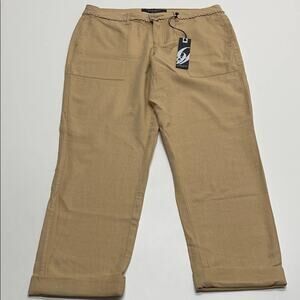NINE WEST Womens 2 Tan Linen Capri Pant